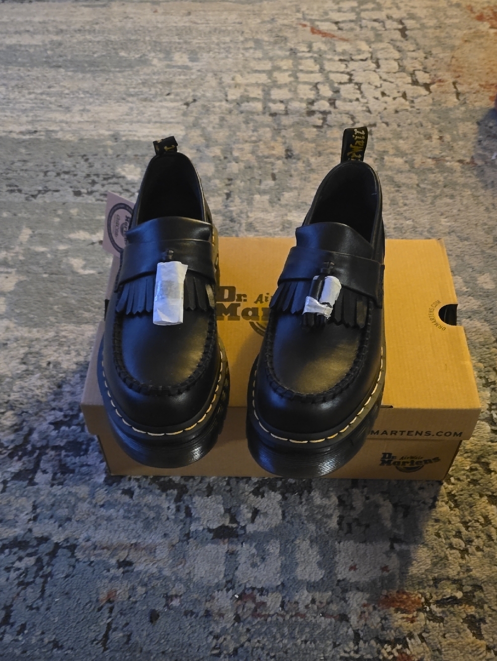 Dr. Martens Black Leather Kiltie Tassel Chunky Sole Loafers